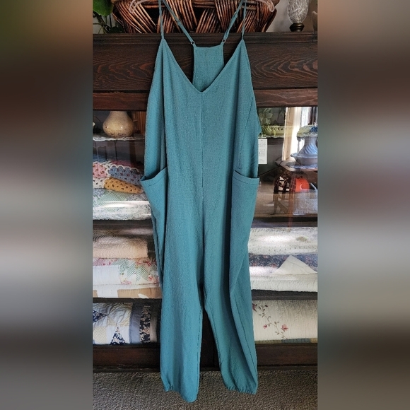 Cupshe Pants - Cupshe Teal Jumpsuit with Pockets